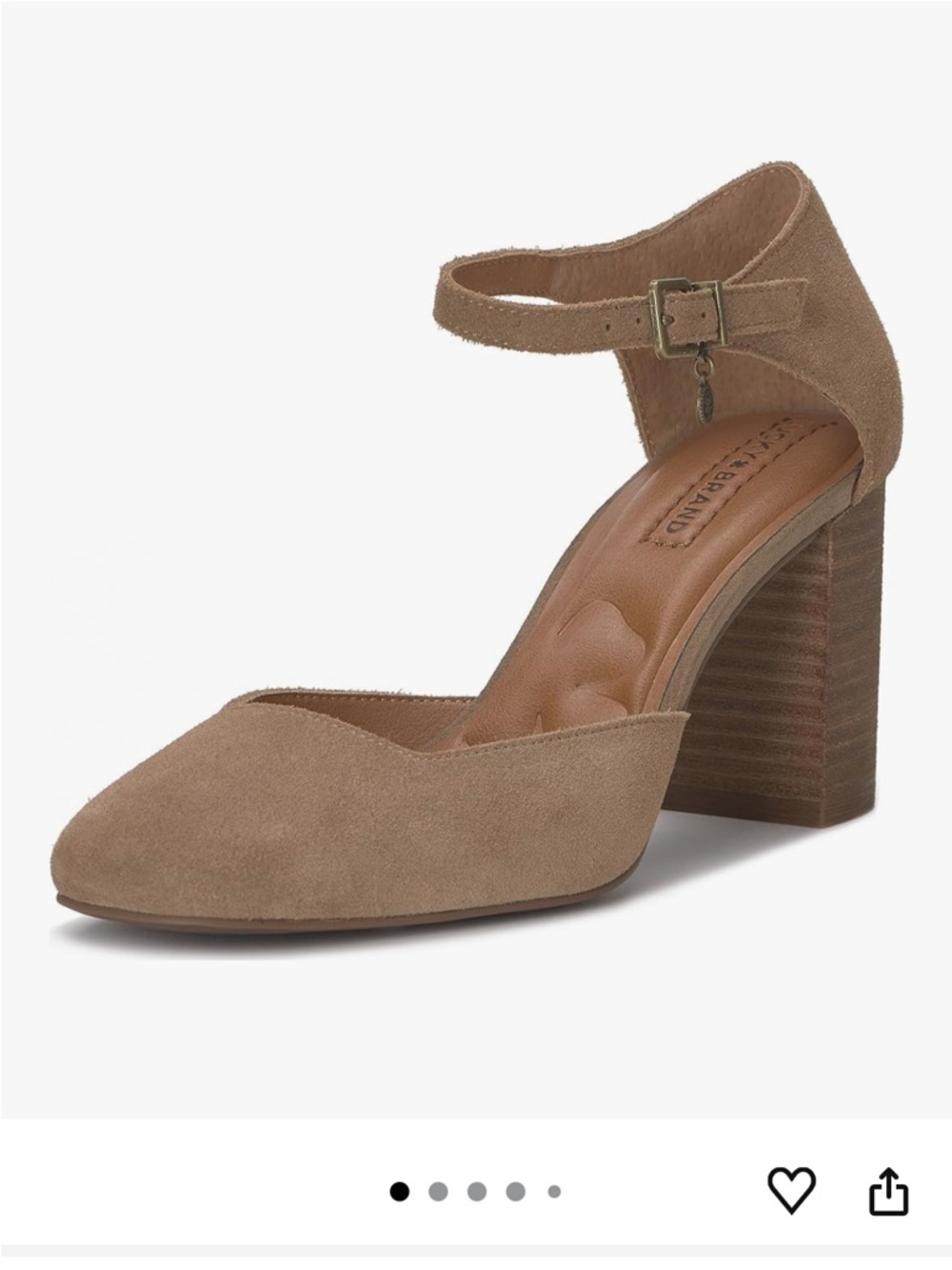 Lucky Brand Taupe Suede Ankle-Strap Block Heel
